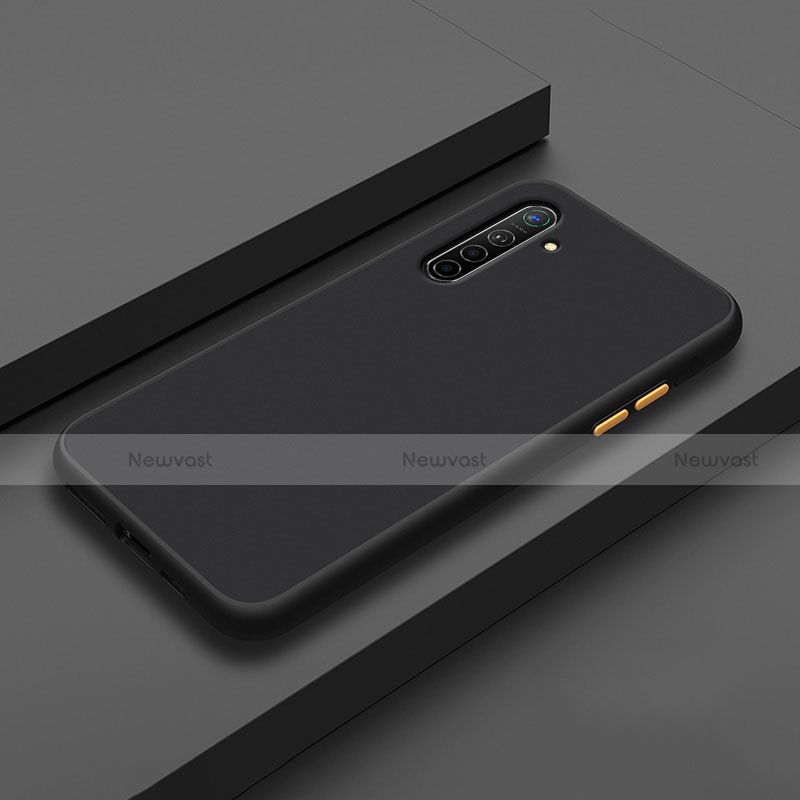 Silicone Matte Finish and Plastic Back Cover Case for Oppo K5 Black