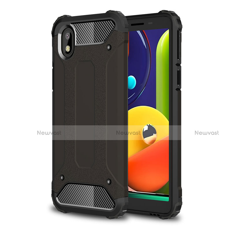 Silicone Matte Finish and Plastic Back Cover Case for Samsung Galaxy A01 Core