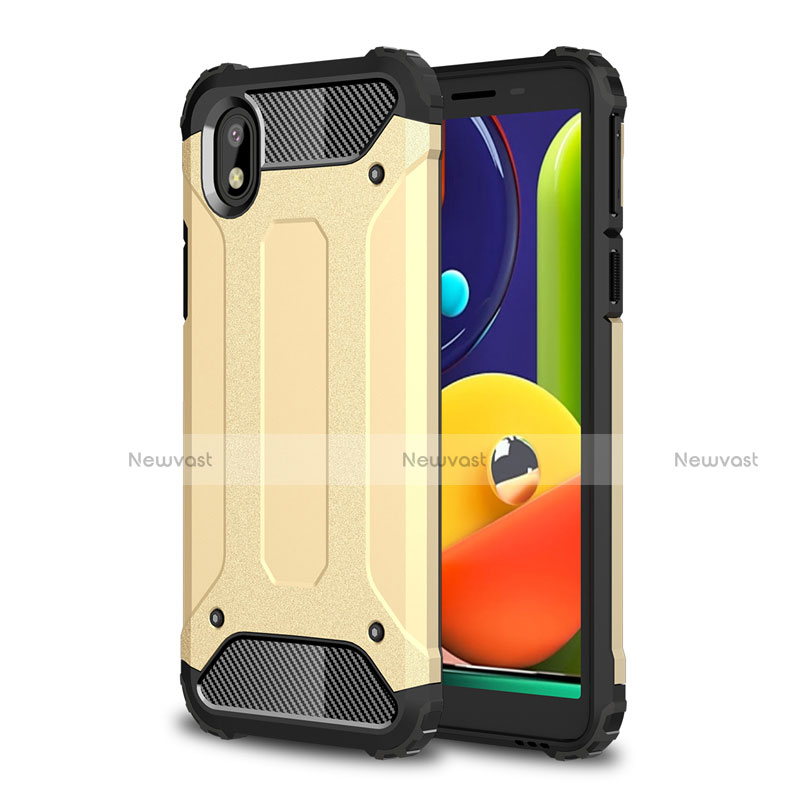 Silicone Matte Finish and Plastic Back Cover Case for Samsung Galaxy A01 Core Gold