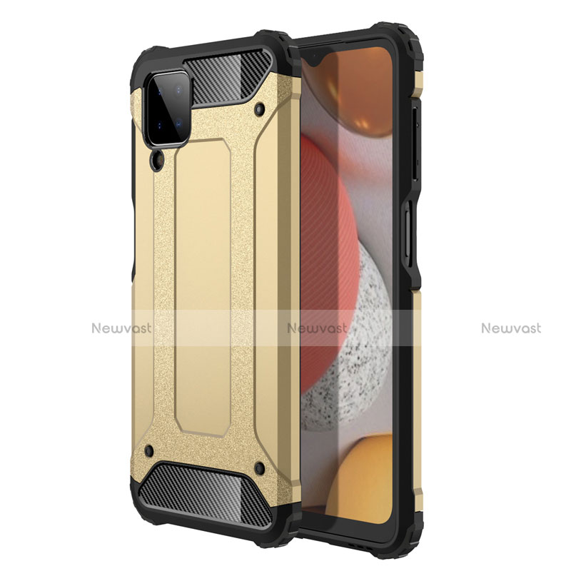 Silicone Matte Finish and Plastic Back Cover Case for Samsung Galaxy A12 Gold