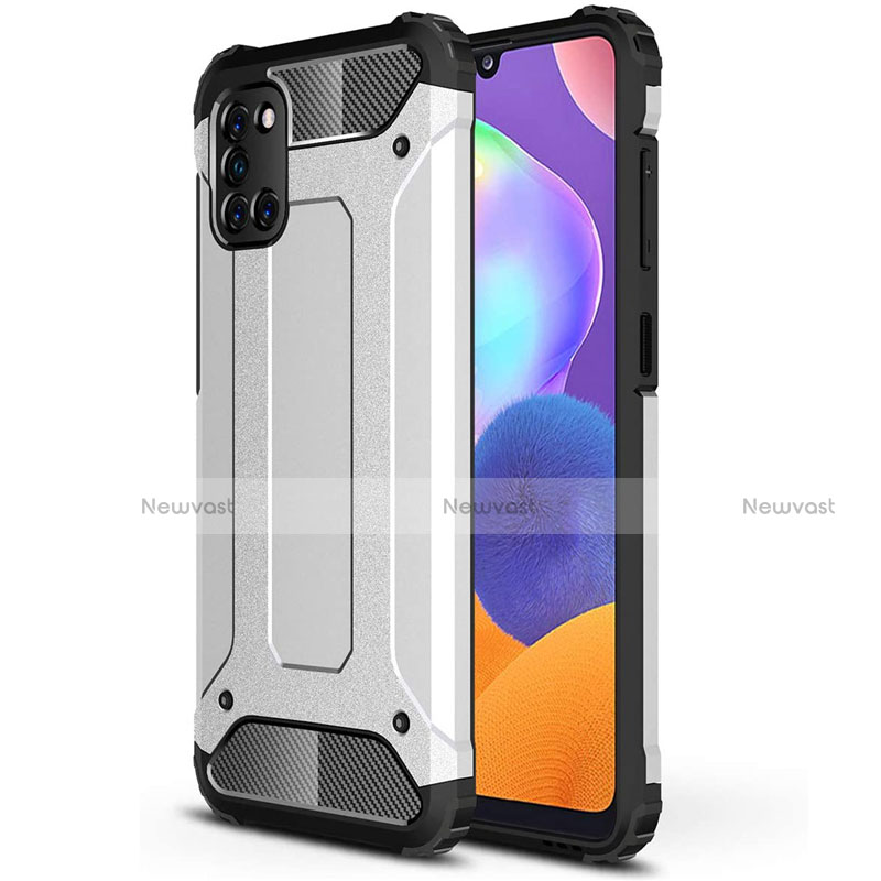 Silicone Matte Finish and Plastic Back Cover Case for Samsung Galaxy A31 Silver