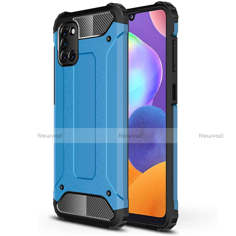 Silicone Matte Finish and Plastic Back Cover Case for Samsung Galaxy A31 Sky Blue