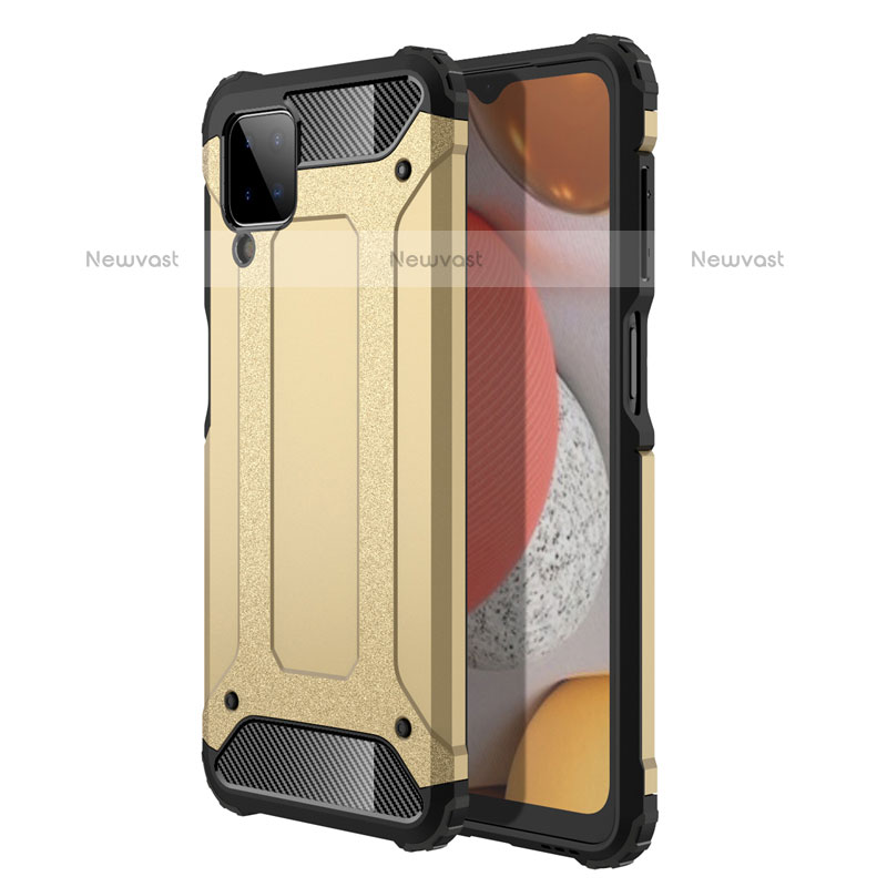 Silicone Matte Finish and Plastic Back Cover Case for Samsung Galaxy F12 Gold