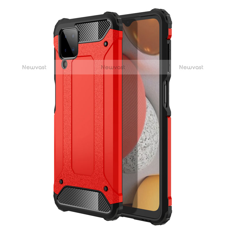Silicone Matte Finish and Plastic Back Cover Case for Samsung Galaxy F12 Red