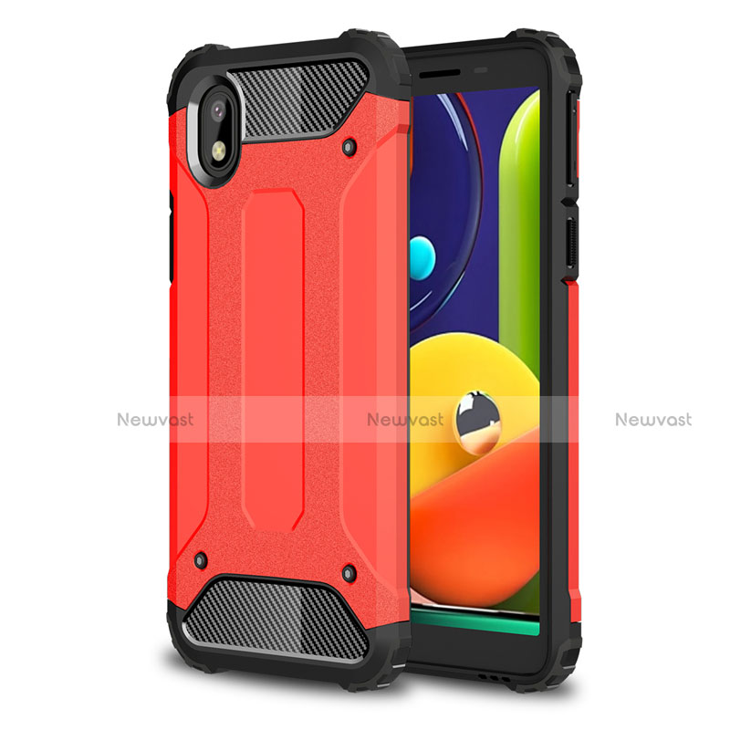 Silicone Matte Finish and Plastic Back Cover Case for Samsung Galaxy M01 Core Red