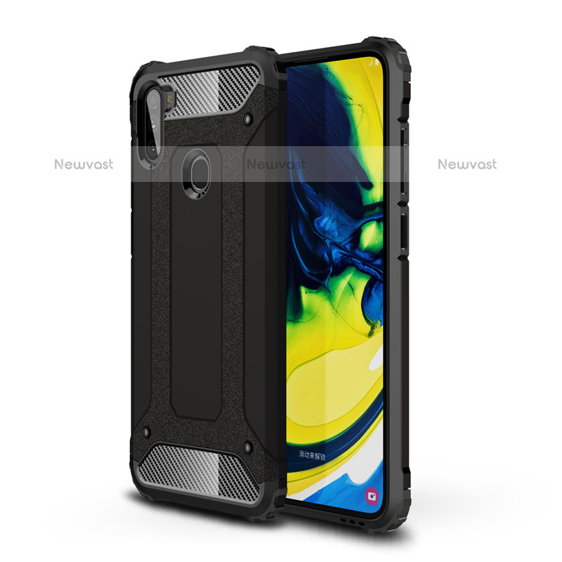 Silicone Matte Finish and Plastic Back Cover Case for Samsung Galaxy M11 Black