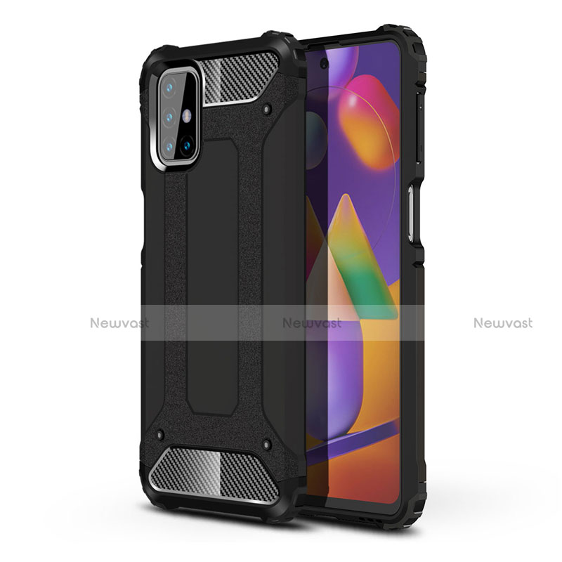 Silicone Matte Finish and Plastic Back Cover Case for Samsung Galaxy M31s Black