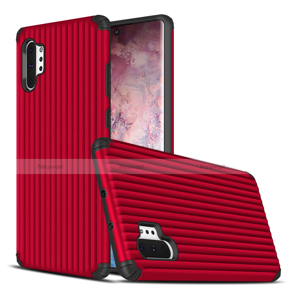 Silicone Matte Finish and Plastic Back Cover Case for Samsung Galaxy Note 10 Plus 5G Red