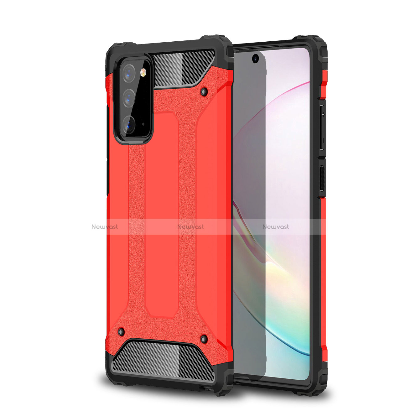 Silicone Matte Finish and Plastic Back Cover Case for Samsung Galaxy Note 20 Plus 5G Red