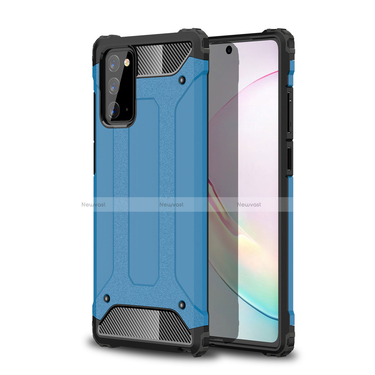 Silicone Matte Finish and Plastic Back Cover Case for Samsung Galaxy Note 20 Plus 5G Sky Blue