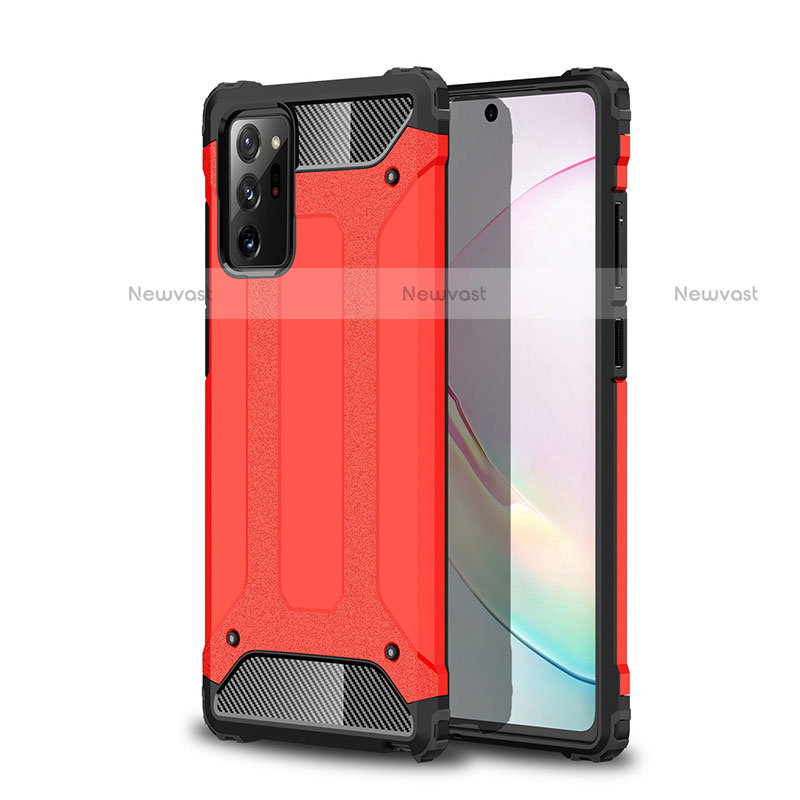 Silicone Matte Finish and Plastic Back Cover Case for Samsung Galaxy Note 20 Ultra 5G Red