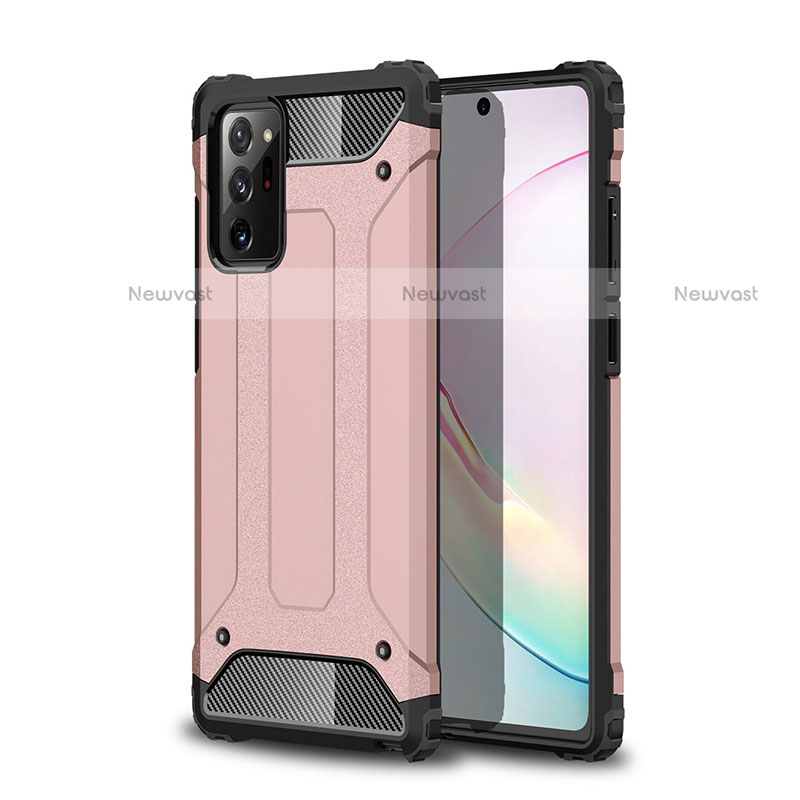 Silicone Matte Finish and Plastic Back Cover Case for Samsung Galaxy Note 20 Ultra 5G Rose Gold