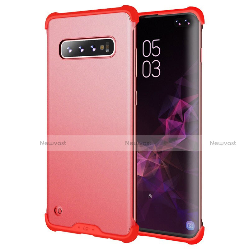 Silicone Matte Finish and Plastic Back Cover Case for Samsung Galaxy S10 Plus Red