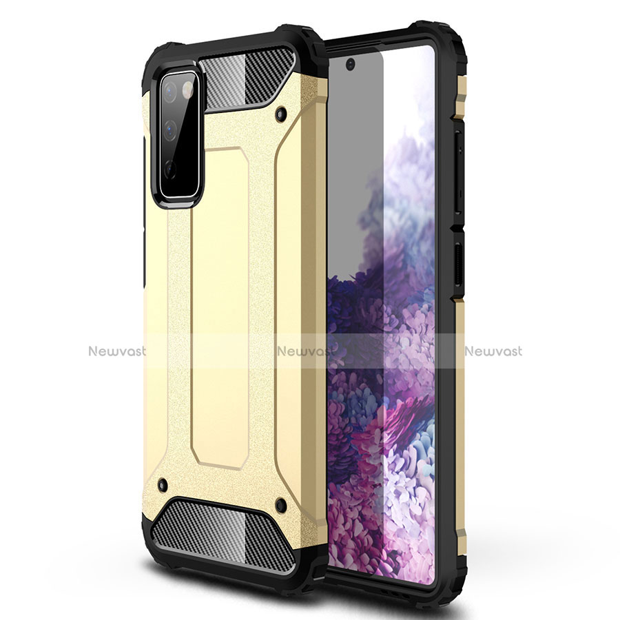 Silicone Matte Finish and Plastic Back Cover Case for Samsung Galaxy S20 FE 4G Gold