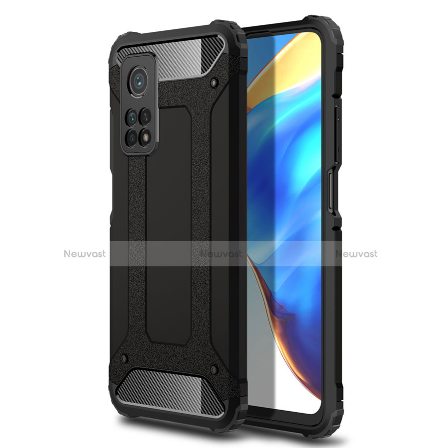 Silicone Matte Finish and Plastic Back Cover Case for Xiaomi Mi 10T Pro 5G Black