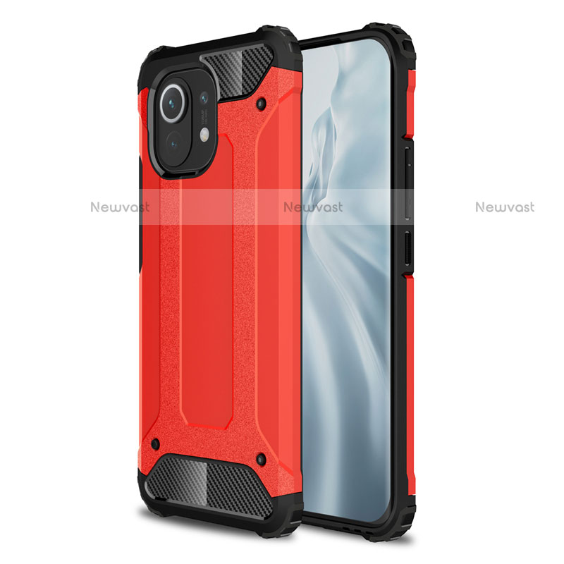 Silicone Matte Finish and Plastic Back Cover Case for Xiaomi Mi 11 Lite 4G