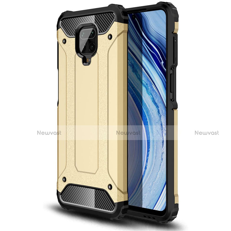 Silicone Matte Finish and Plastic Back Cover Case for Xiaomi Poco M2 Pro Gold