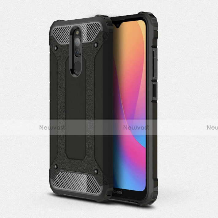 Silicone Matte Finish and Plastic Back Cover Case for Xiaomi Redmi 8 Black