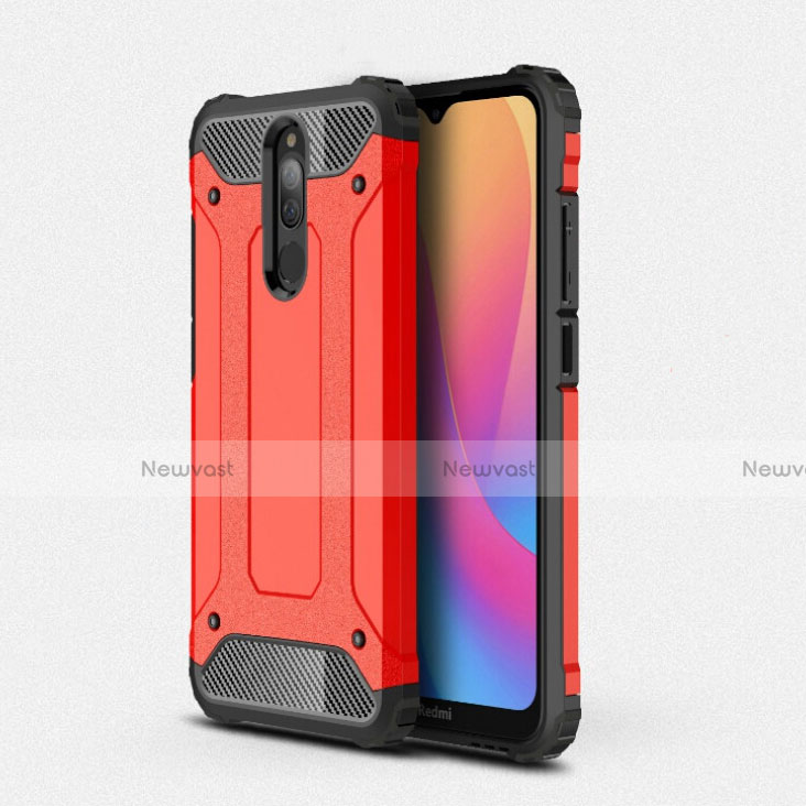 Silicone Matte Finish and Plastic Back Cover Case for Xiaomi Redmi 8 Red