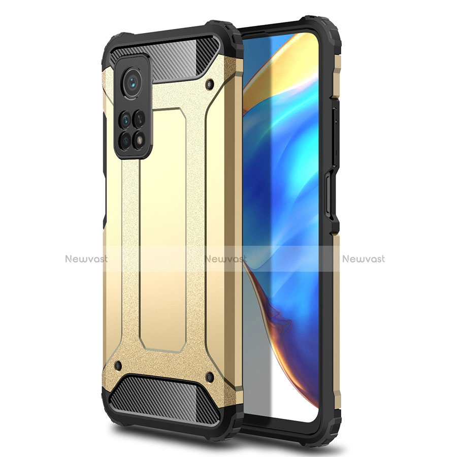 Silicone Matte Finish and Plastic Back Cover Case for Xiaomi Redmi K30S 5G Gold