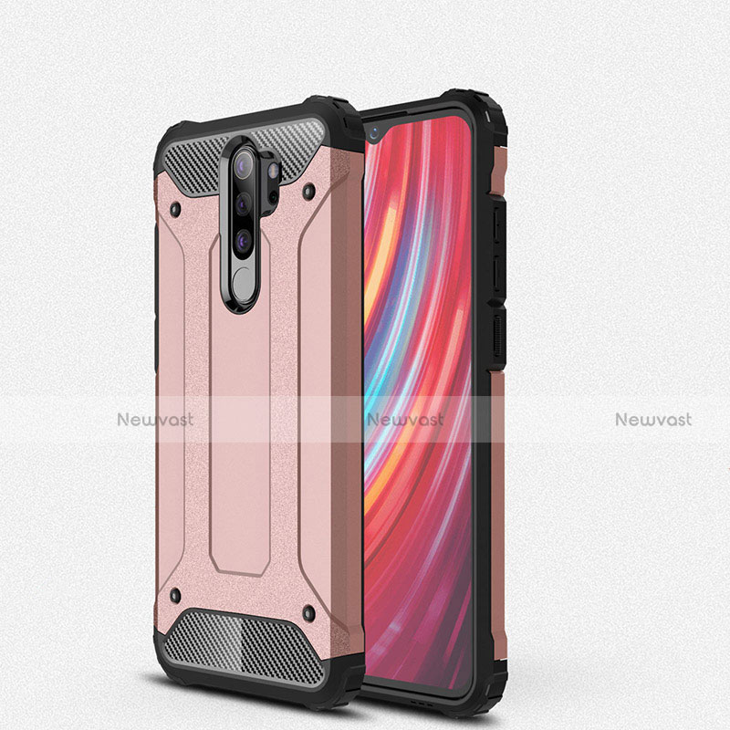 Silicone Matte Finish and Plastic Back Cover Case for Xiaomi Redmi Note 8 Pro Rose Gold