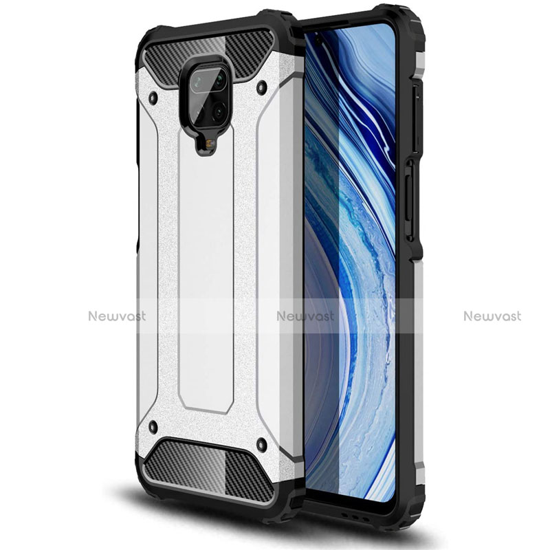 Silicone Matte Finish and Plastic Back Cover Case for Xiaomi Redmi Note 9 Pro Max White