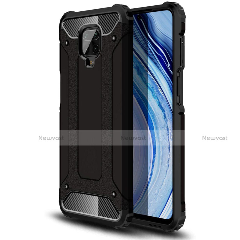 Silicone Matte Finish and Plastic Back Cover Case for Xiaomi Redmi Note 9S Black