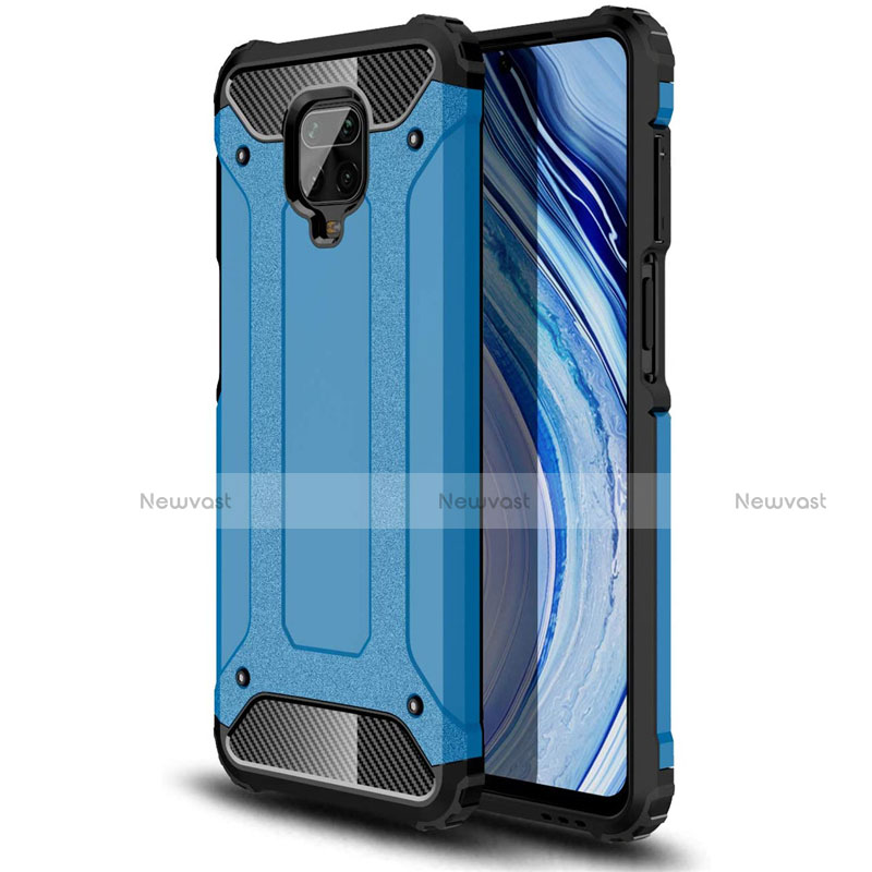 Silicone Matte Finish and Plastic Back Cover Case for Xiaomi Redmi Note 9S Sky Blue