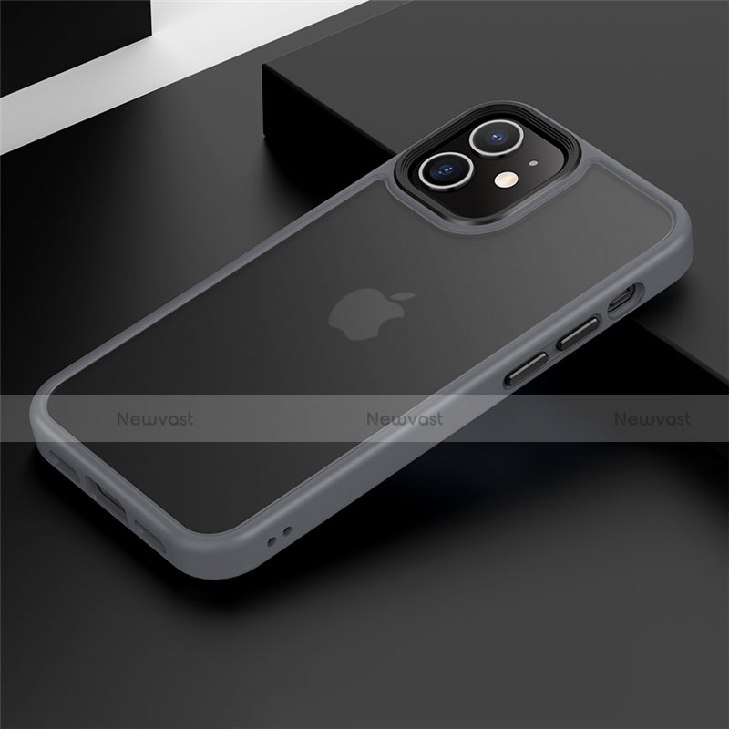 Silicone Matte Finish and Plastic Back Cover Case N01 for Apple iPhone 12 Mini Gray