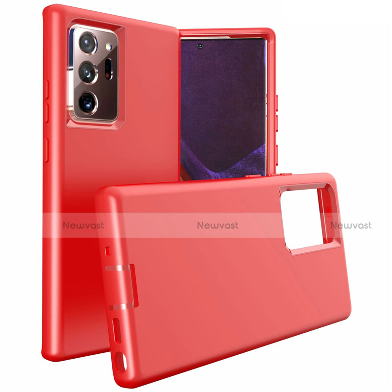 Silicone Matte Finish and Plastic Back Cover Case N02 for Samsung Galaxy Note 20 Ultra 5G Red