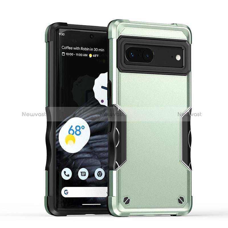 Silicone Matte Finish and Plastic Back Cover Case QW1 for Google Pixel 7 5G Matcha Green