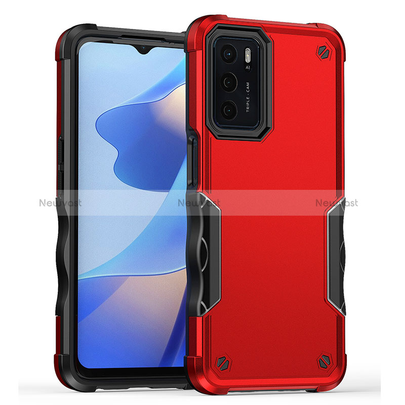 Silicone Matte Finish and Plastic Back Cover Case QW1 for Oppo A16s Red