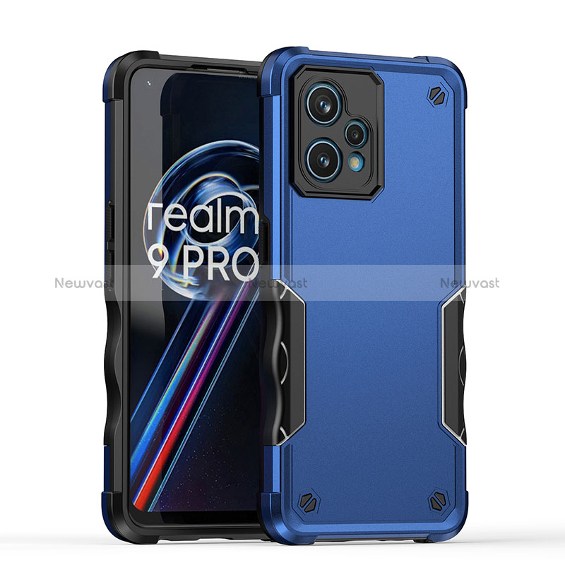 Silicone Matte Finish and Plastic Back Cover Case QW1 for Realme 9 4G Blue