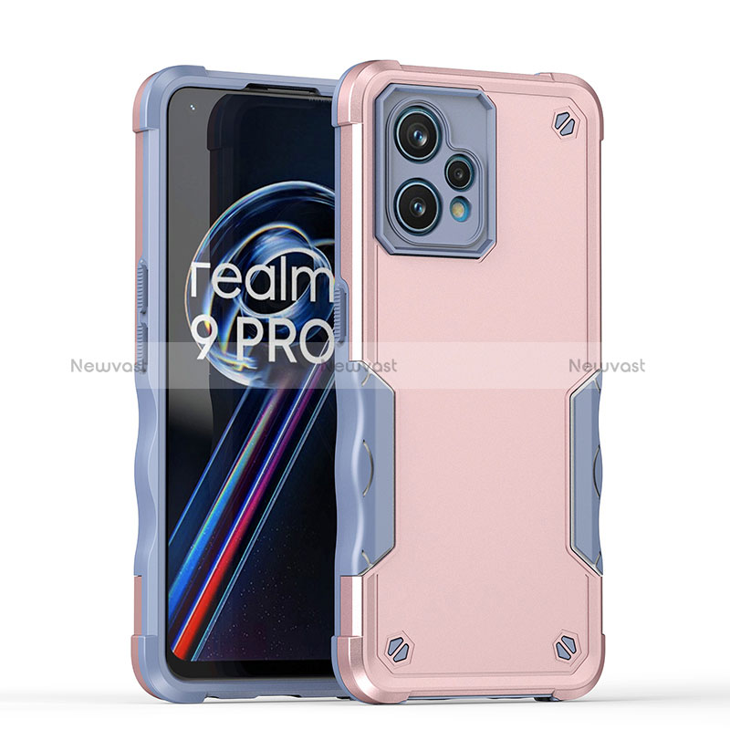 Silicone Matte Finish and Plastic Back Cover Case QW1 for Realme 9 4G Rose Gold