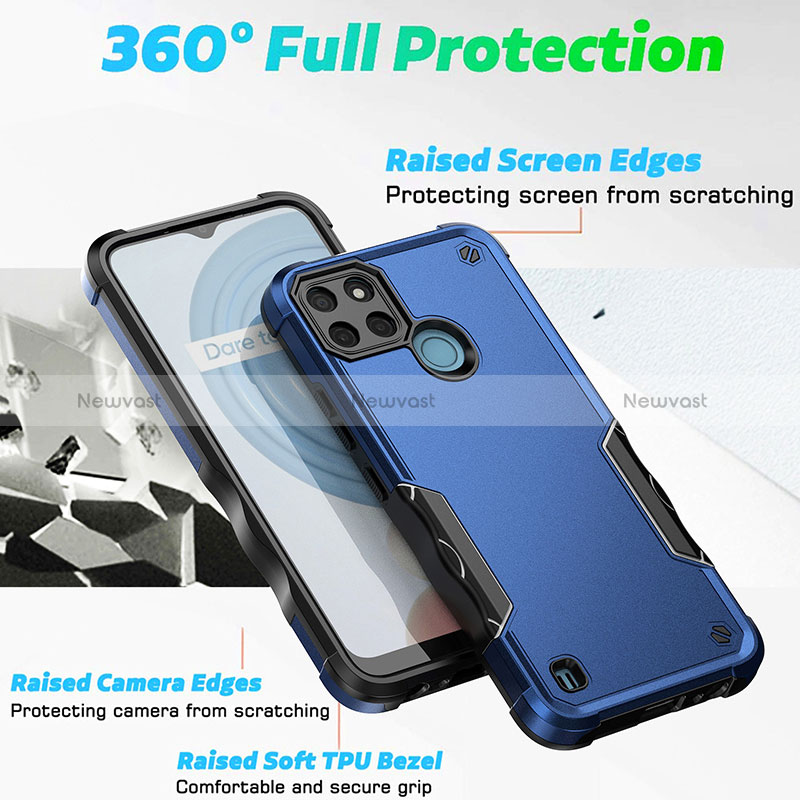 Silicone Matte Finish and Plastic Back Cover Case QW1 for Realme C25Y