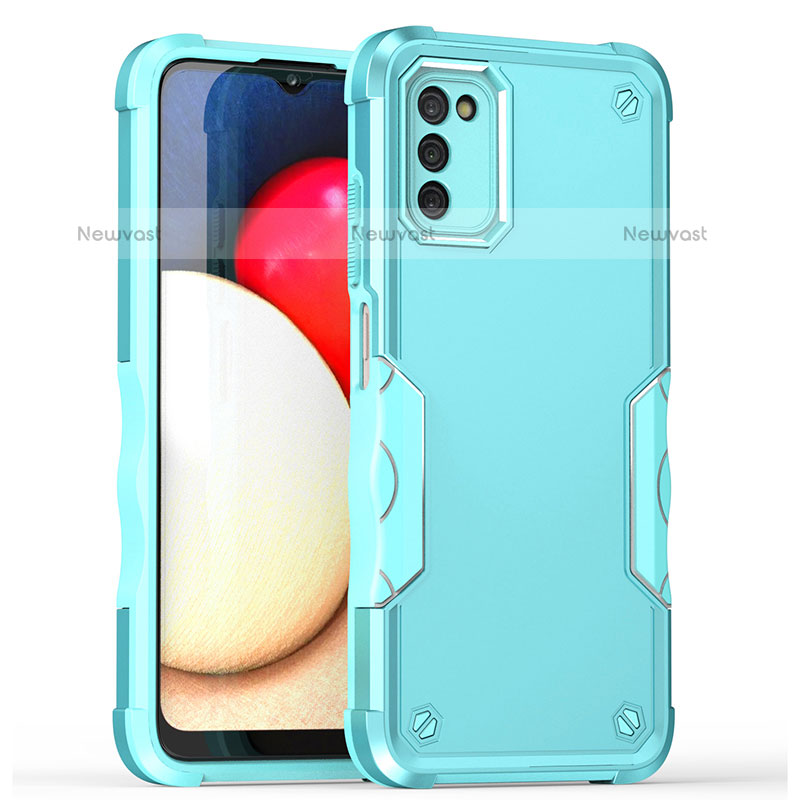 Silicone Matte Finish and Plastic Back Cover Case QW1 for Samsung Galaxy A02s Mint Blue