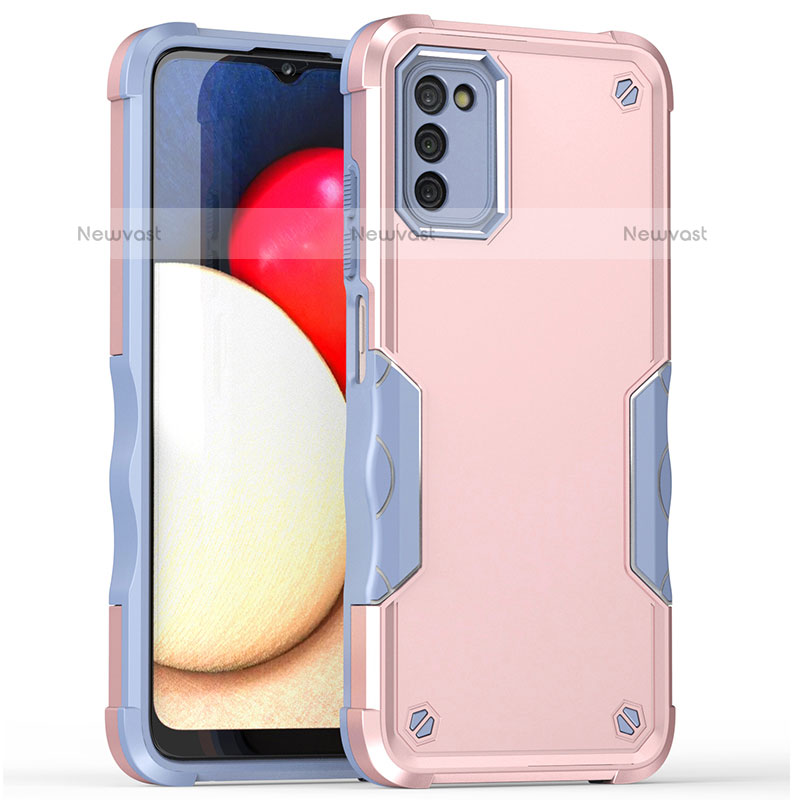 Silicone Matte Finish and Plastic Back Cover Case QW1 for Samsung Galaxy A02s Pink