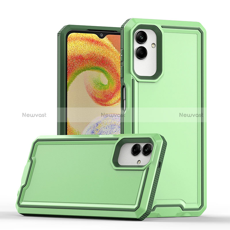 Silicone Matte Finish and Plastic Back Cover Case QW1 for Samsung Galaxy A04 4G Green