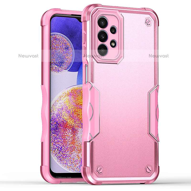 Silicone Matte Finish and Plastic Back Cover Case QW1 for Samsung Galaxy A23 5G Pink