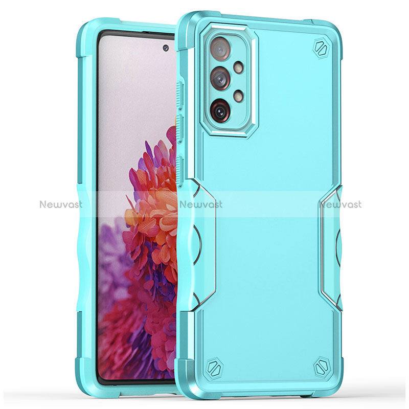 Silicone Matte Finish and Plastic Back Cover Case QW1 for Samsung Galaxy A33 5G Mint Blue