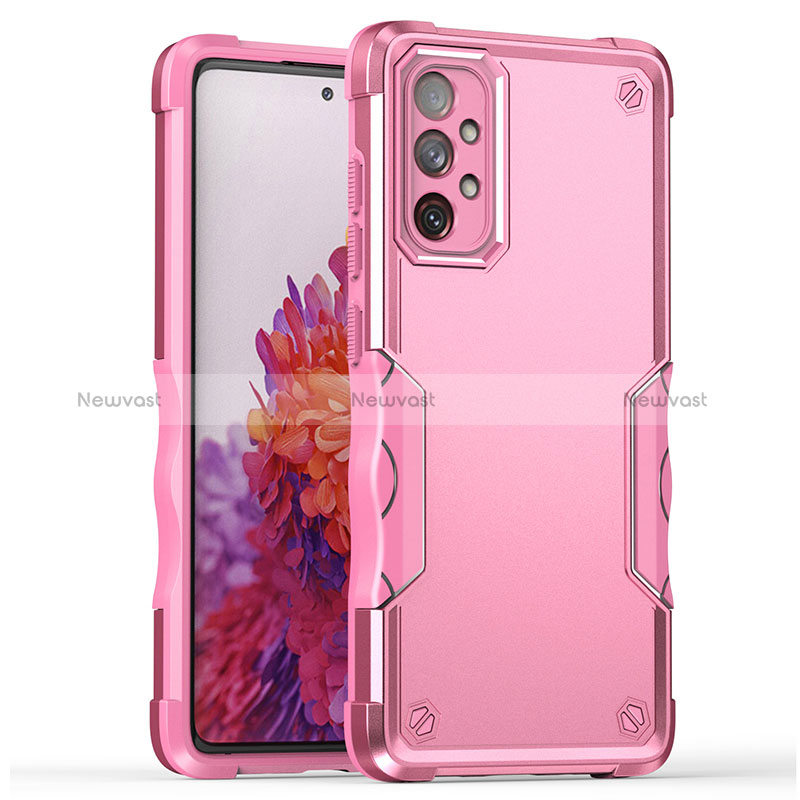 Silicone Matte Finish and Plastic Back Cover Case QW1 for Samsung Galaxy A33 5G Rose Gold