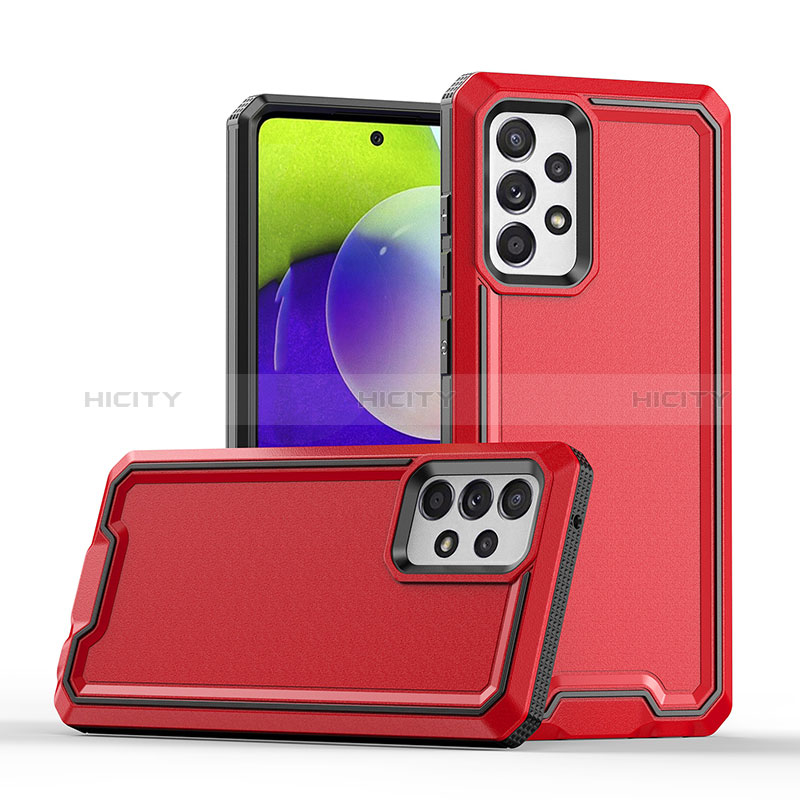 Silicone Matte Finish and Plastic Back Cover Case QW1 for Samsung Galaxy A72 5G Red