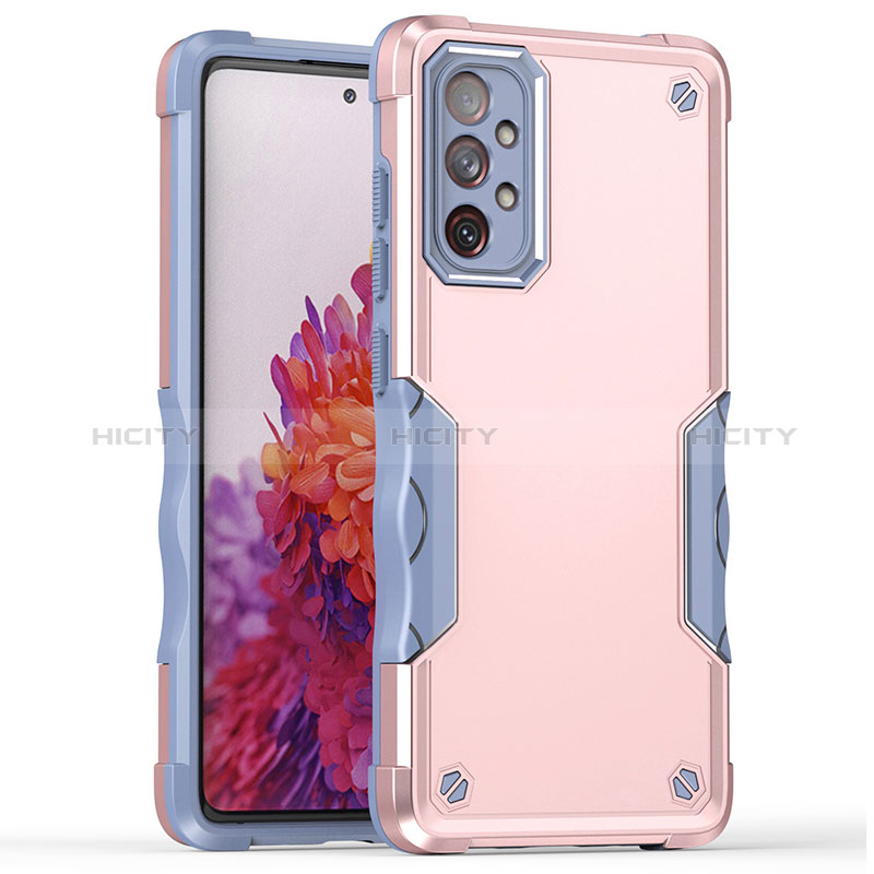 Silicone Matte Finish and Plastic Back Cover Case QW1 for Samsung Galaxy A73 5G Pink