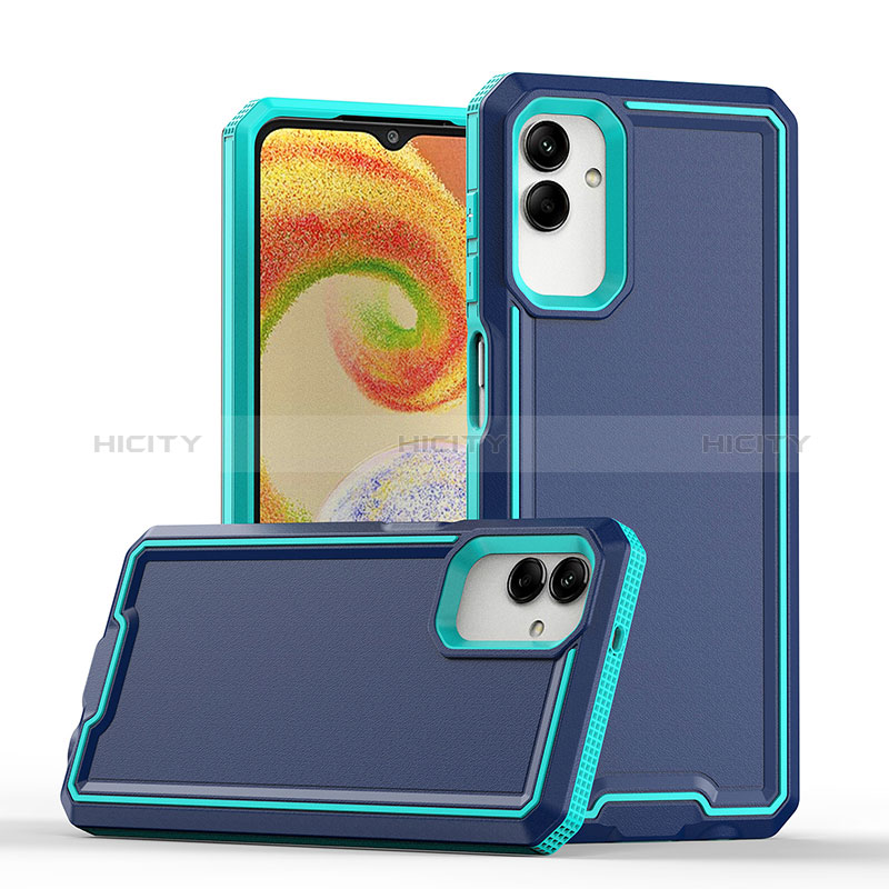 Silicone Matte Finish and Plastic Back Cover Case QW1 for Samsung Galaxy F14 5G Blue