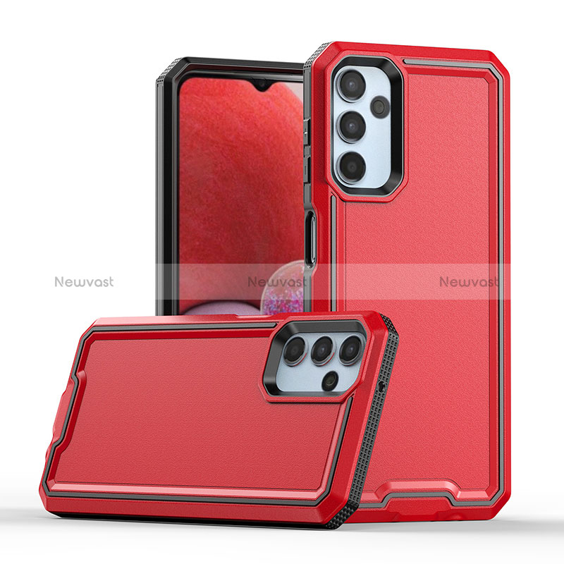 Silicone Matte Finish and Plastic Back Cover Case QW1 for Samsung Galaxy M44 5G Red