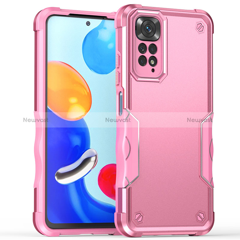 Silicone Matte Finish and Plastic Back Cover Case QW1 for Xiaomi Redmi Note 11 Pro 4G Pink