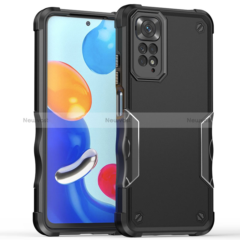 Silicone Matte Finish and Plastic Back Cover Case QW1 for Xiaomi Redmi Note 11 Pro 5G Black