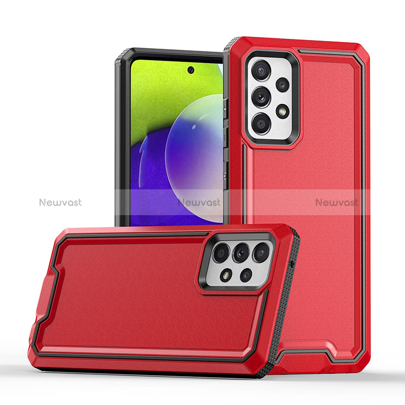 Silicone Matte Finish and Plastic Back Cover Case QW2 for Samsung Galaxy A52 4G Red