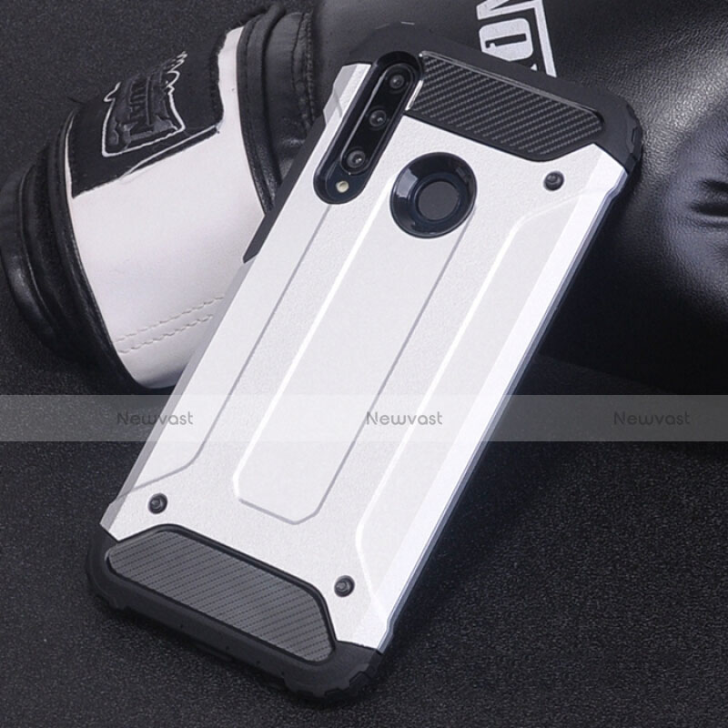 Silicone Matte Finish and Plastic Back Cover Case R01 for Huawei Honor 20E White