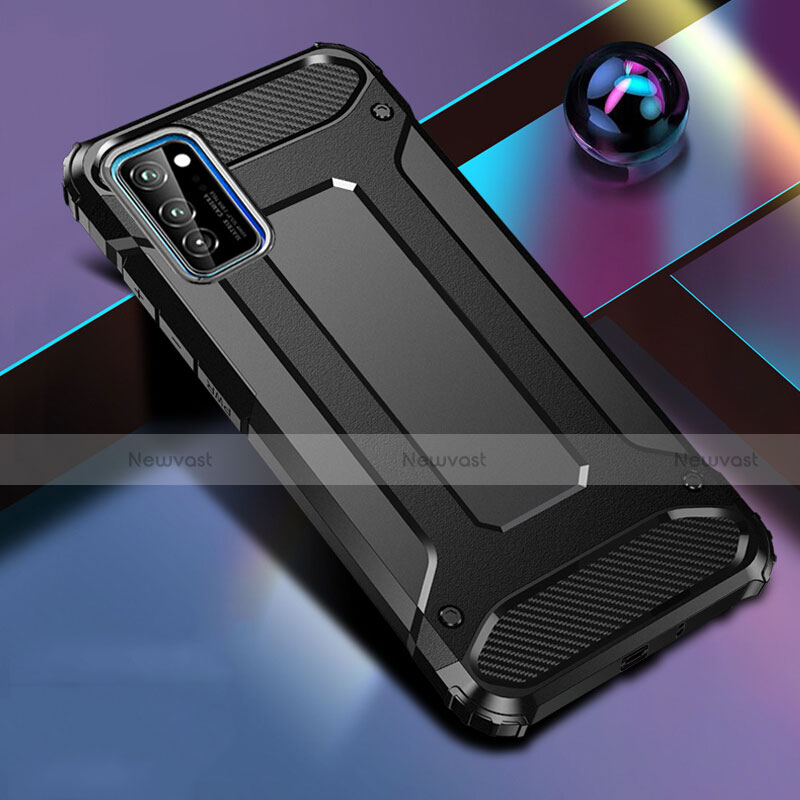 Silicone Matte Finish and Plastic Back Cover Case R01 for Huawei Honor V30 5G Black